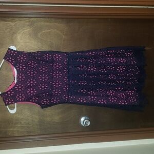 Altard State sleeveless lace dress pink and navy size medium with zip up back